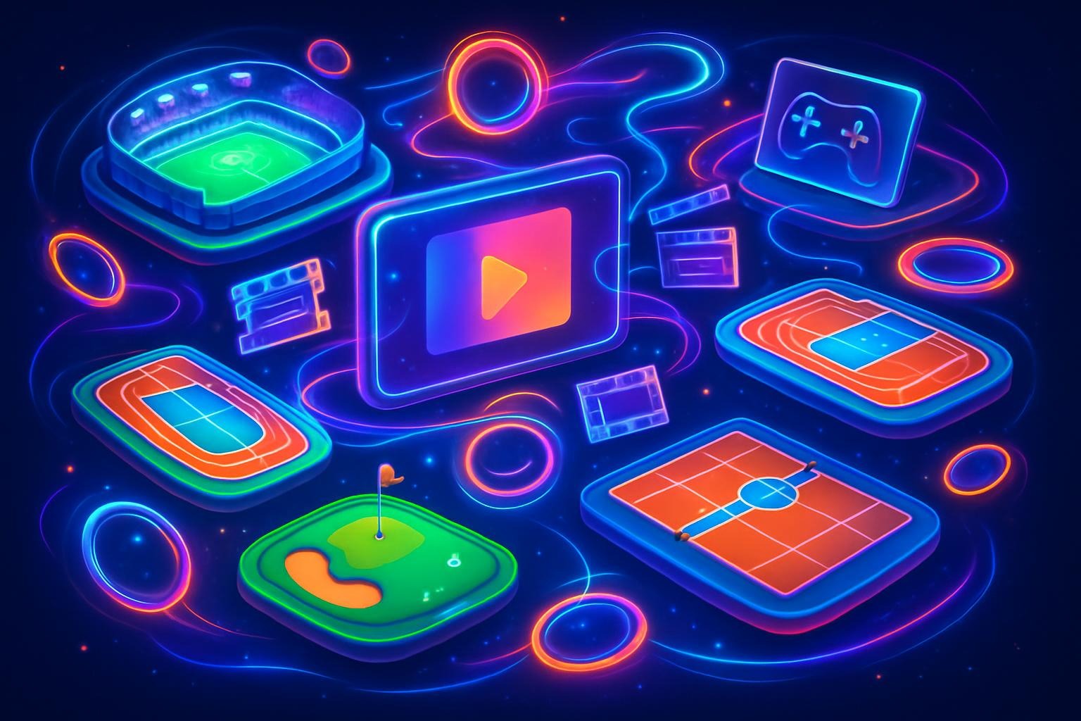 Wohnzimmer mit Fernseher und IPTV-Benutzeroberfläche