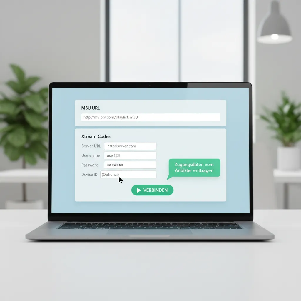 Eingabe von M3U URL oder Xtream Codes in der IPTV Windows App